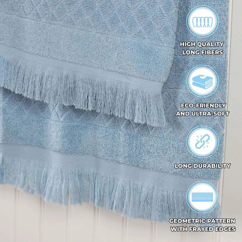 Rolla Cotton Geometric Jacquard Plush Absorbent Bath Sheet Set of 2