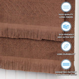 Rolla Cotton Geometric Jacquard Plush Face Towel Washcloth Set of 12