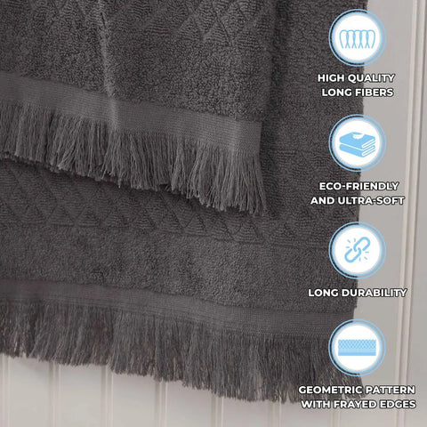 Rolla Cotton Geometric Jacquard Plush Absorbent Bath Sheet Set of 2