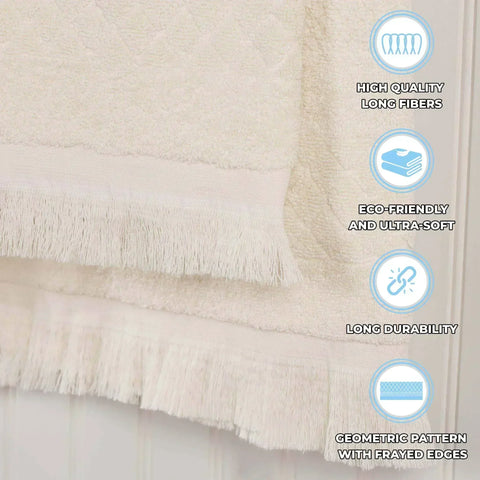 Rolla Cotton Geometric Jacquard Plush Soft Absorbent 9 Piece Towel Set