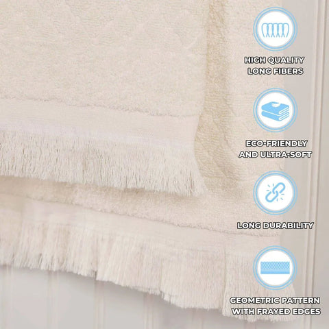Rolla Cotton Geometric Jacquard Plush Absorbent Bath Sheet Set of 2