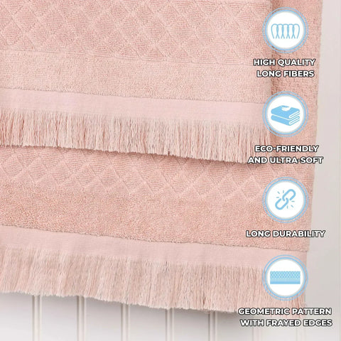 Rolla Cotton Geometric Jacquard Plush Soft Absorbent 9 Piece Towel Set