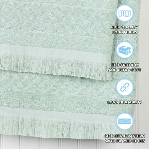 Rolla Cotton Geometric Jacquard Plush Soft Absorbent 9 Piece Towel Set