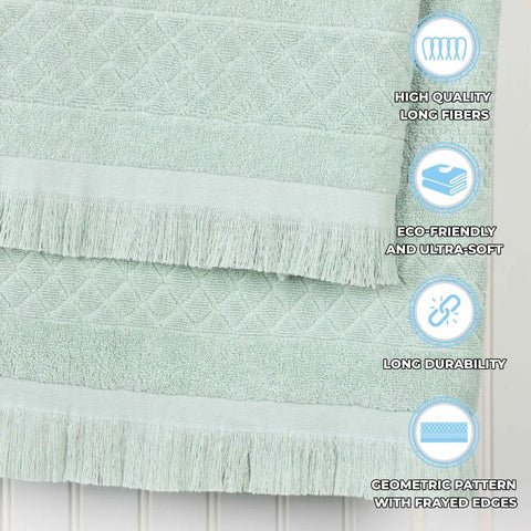 Rolla Cotton Geometric Jacquard Plush Absorbent Bath Sheet Set of 2
