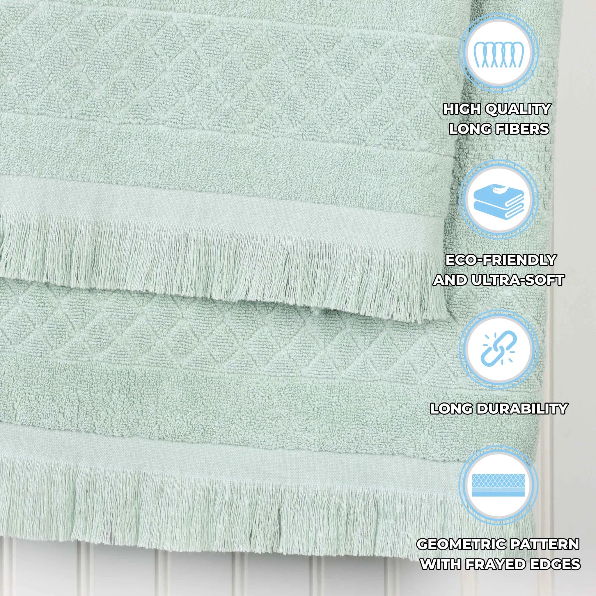 Rolla Cotton Geometric Jacquard Plush Face Towel Washcloth Set of 12
