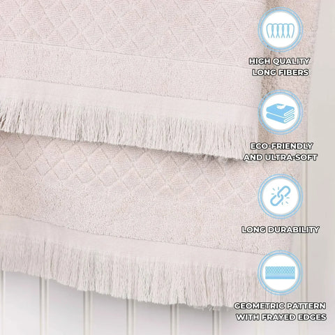 Rolla Cotton Geometric Jacquard Plush Soft Absorbent 9 Piece Towel Set