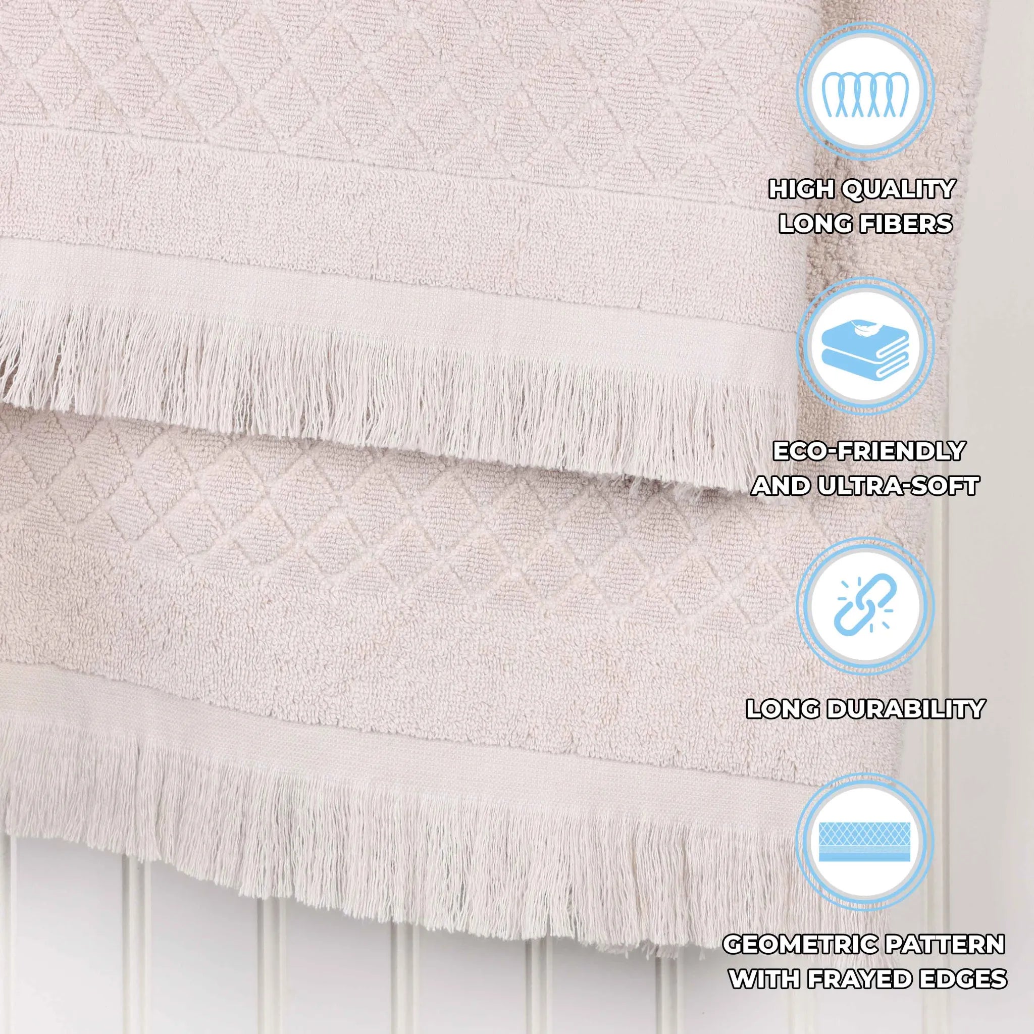Rolla Cotton Geometric Jacquard Plush Soft Absorbent 8 Piece Towel Set
