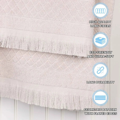 Rolla Cotton Geometric Jacquard Plush Absorbent Bath Sheet Set of 2