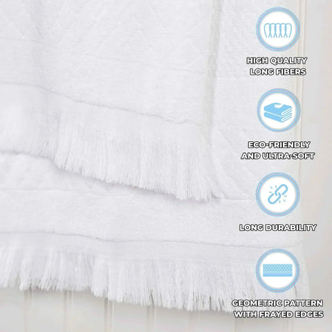 Rolla Cotton Geometric Jacquard Plush Soft Absorbent 9 Piece Towel Set