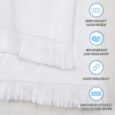 Rolla Cotton Geometric Jacquard Plush Absorbent Bath Sheet Set of 2
