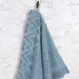 Rolla Cotton Geometric Jacquard Plush Soft Absorbent 3 Piece Towel Set