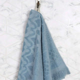 Rolla Cotton Geometric Jacquard Plush Soft Absorbent 3 Piece Towel Set