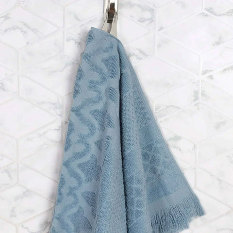 Rolla Cotton Geometric Jacquard Plush Soft Absorbent 9 Piece Towel Set
