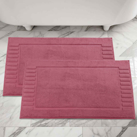 Leo Cotton Modern Absorbent Heavy Washable Bath Mat Set of 2