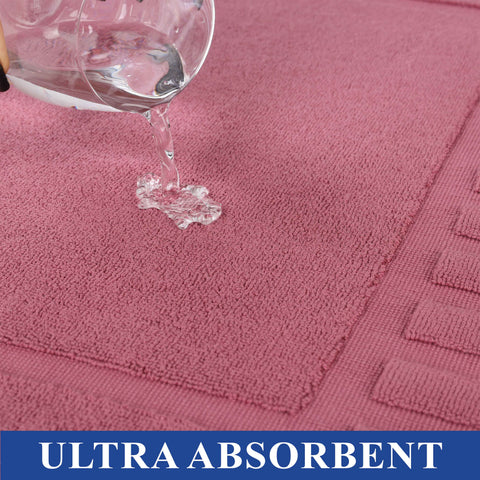 Leo Cotton Modern Absorbent Heavy Washable Bath Mat Set of 2