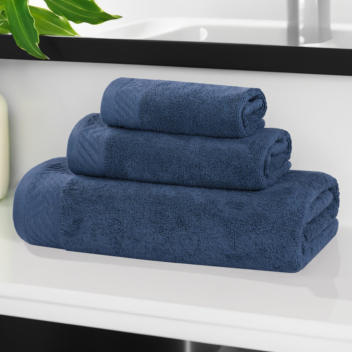 Egyptian Cotton Basketweave Solid Towel Set 3 Piece
