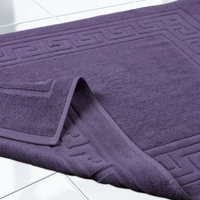100% Cotton Absorbent Greek Key Border Solid 2 Piece Bath Mat Set