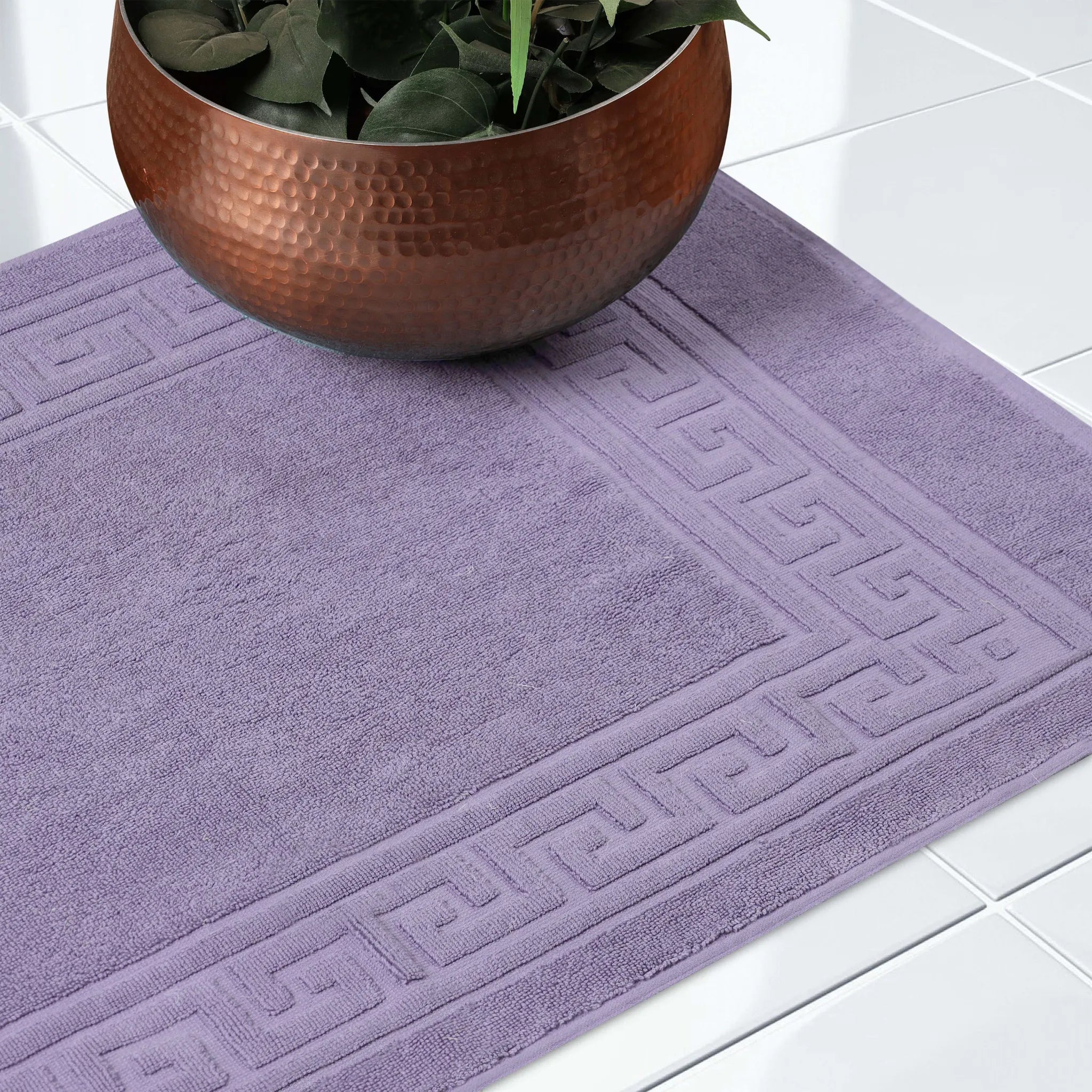 Egyptian Cotton Greek Key Infinity Border Bath Mat Set of 2