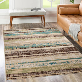 Kylemore Abstract Striped Distressed Indoor Area Rug or Runner Rug