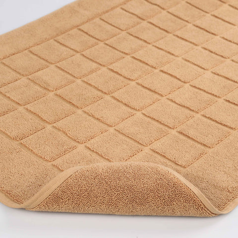 Nora Cotton Thick Solid Checkered Washable Bath Mat Set of 2