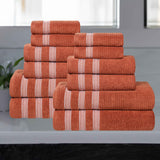 Brea Zero Twist Cotton Ribbed Geometric Border 12 Piece Towel Set