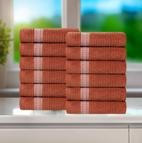 Brea Zero-Twist Cotton Ribbed Face Towel Set 12 Piece