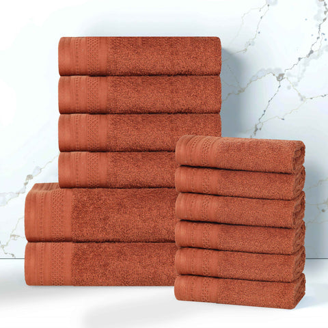 Cotton Waffle Border Towel Set 12-Piece - Honeycomb