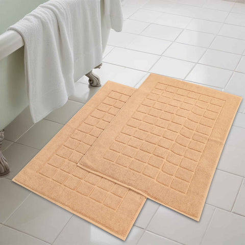 Nora Cotton Thick Solid Checkered Washable Bath Mat Set of 2