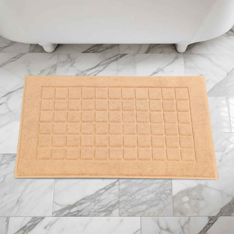 Nora Cotton Thick Solid Checkered Washable Bath Mat Set of 2