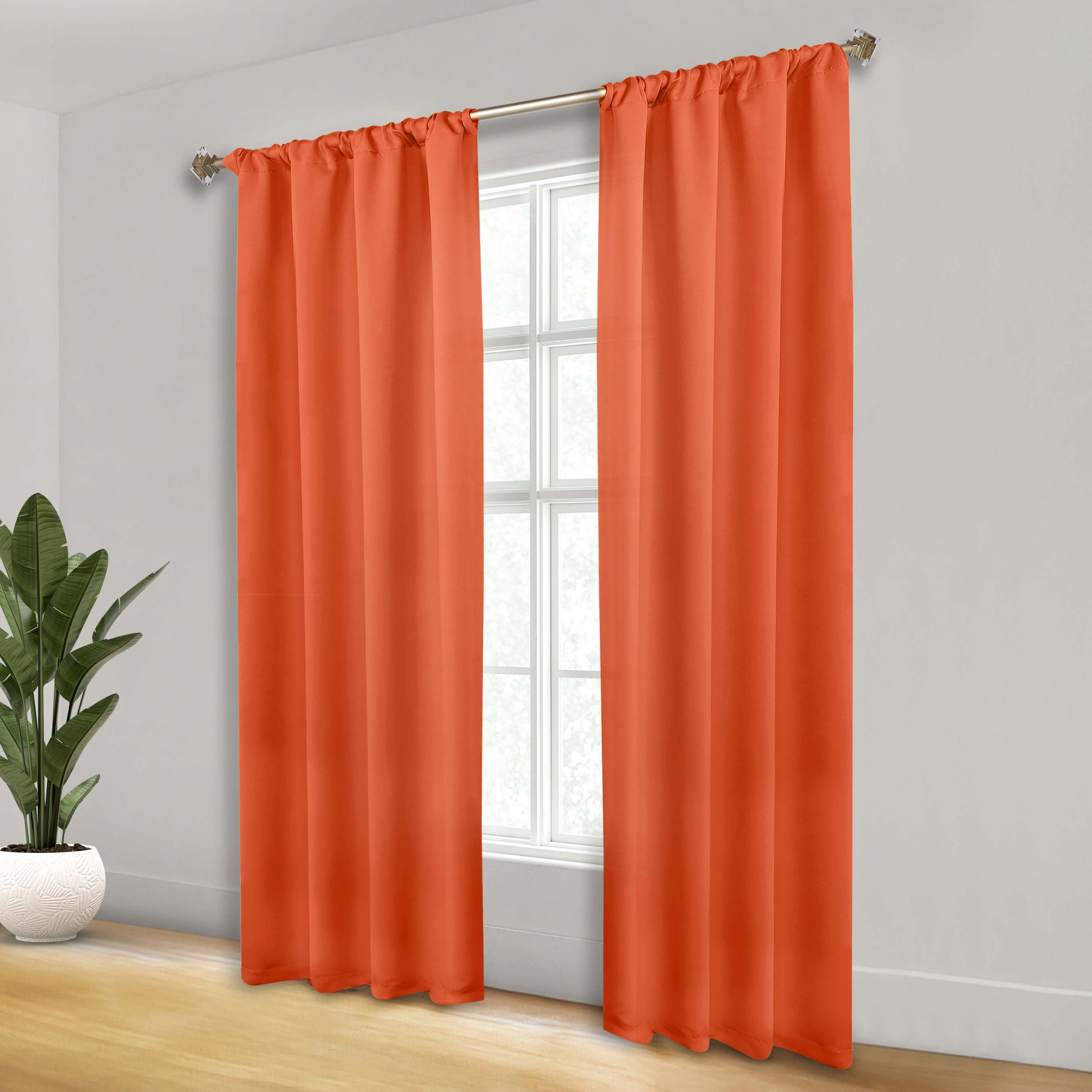 Solid Room Darkening Rod Pocket Blackout Curtain Panels, Set of 2