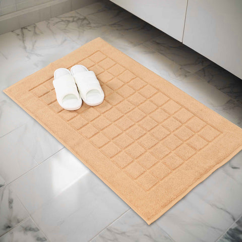 Nora Cotton Thick Solid Checkered Washable Bath Mat Set of 2