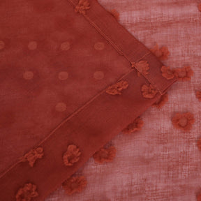 Sheer Poppy Floral Modern Textured Grommet Curtain Panels Set of 2