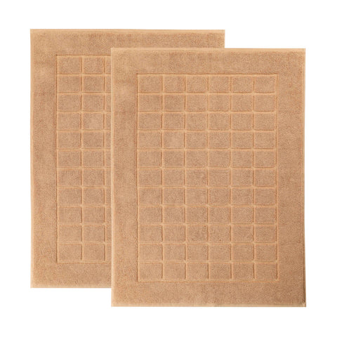 Nora Cotton Thick Solid Checkered Washable Bath Mat Set of 2