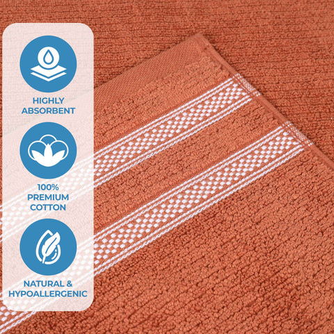 Brea Zero Twist Cotton Ribbed Geometric Border 12 Piece Towel Set