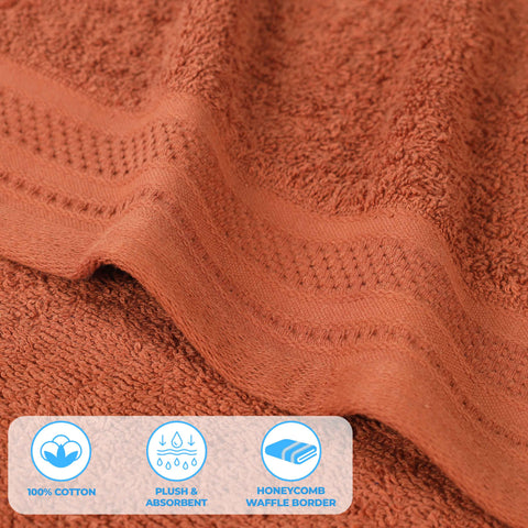 Cotton Waffle Border Hand Towel Set 6-Piece - Honeycomb