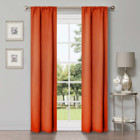 Solid Room Darkening Rod Pocket Blackout Curtain Panels, Set of 2