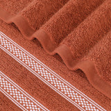 Brea Zero Twist Cotton Ribbed Geometric Border Face Towel Set of 12