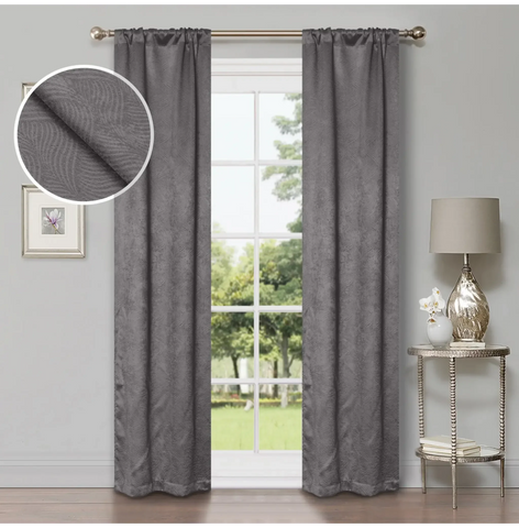 Blackout Window Curtains Waverly Geometric Room Darkening Washable Set of 2