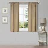 Solid Room Darkening Rod Pocket Blackout Curtain Panels, Set of 2