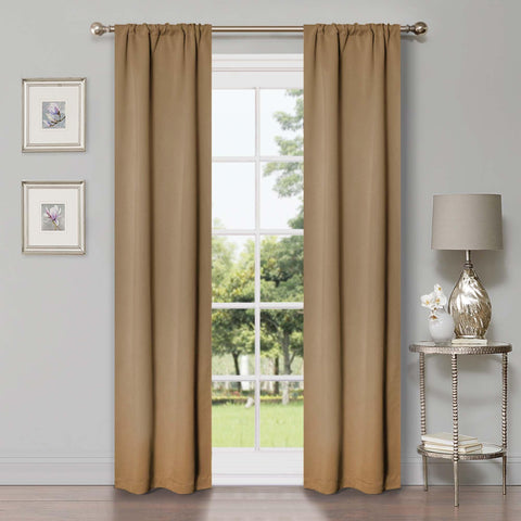 Blackout Window Curtains Solid Room Darkening Washable Set of 2