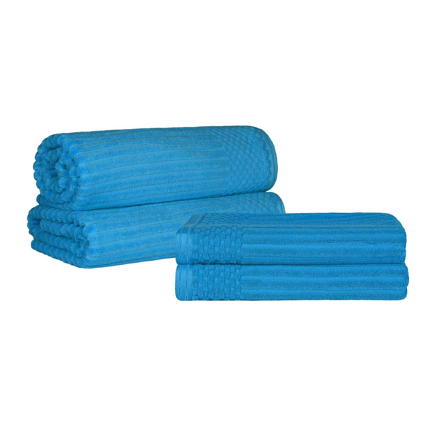 Soho Cotton Ribbed Textured Absorbent Bath Sheet & Bath Towel Set