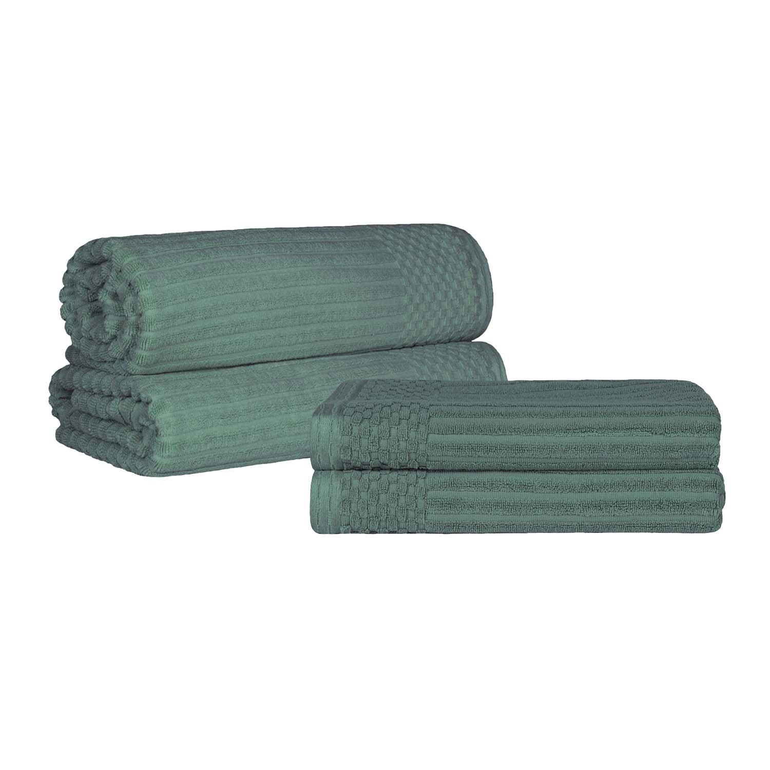 Soho Cotton Ribbed Textured Absorbent Bath Sheet & Bath Towel Set