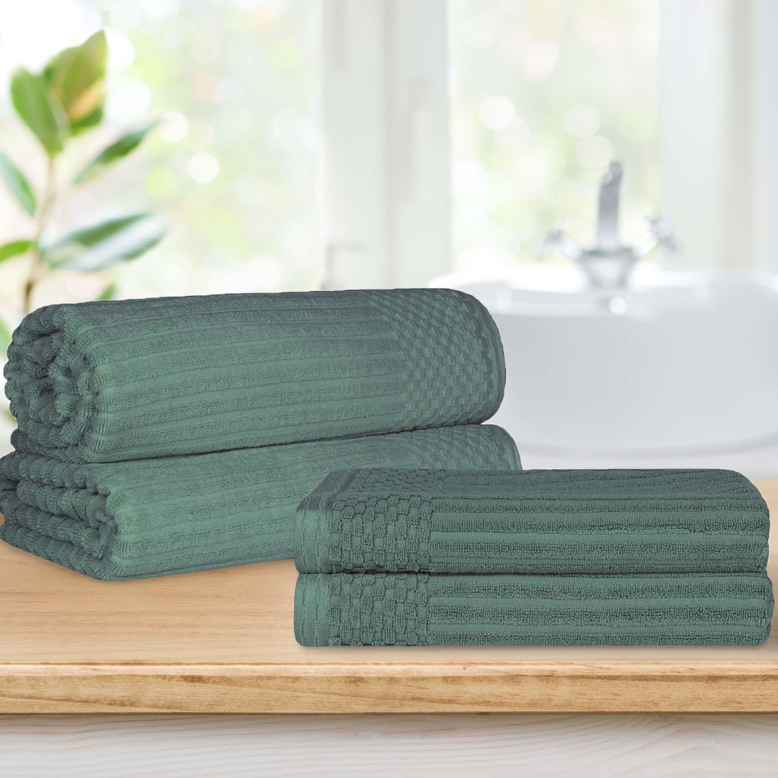 Soho Cotton Ribbed Textured Absorbent Bath Sheet & Bath Towel Set