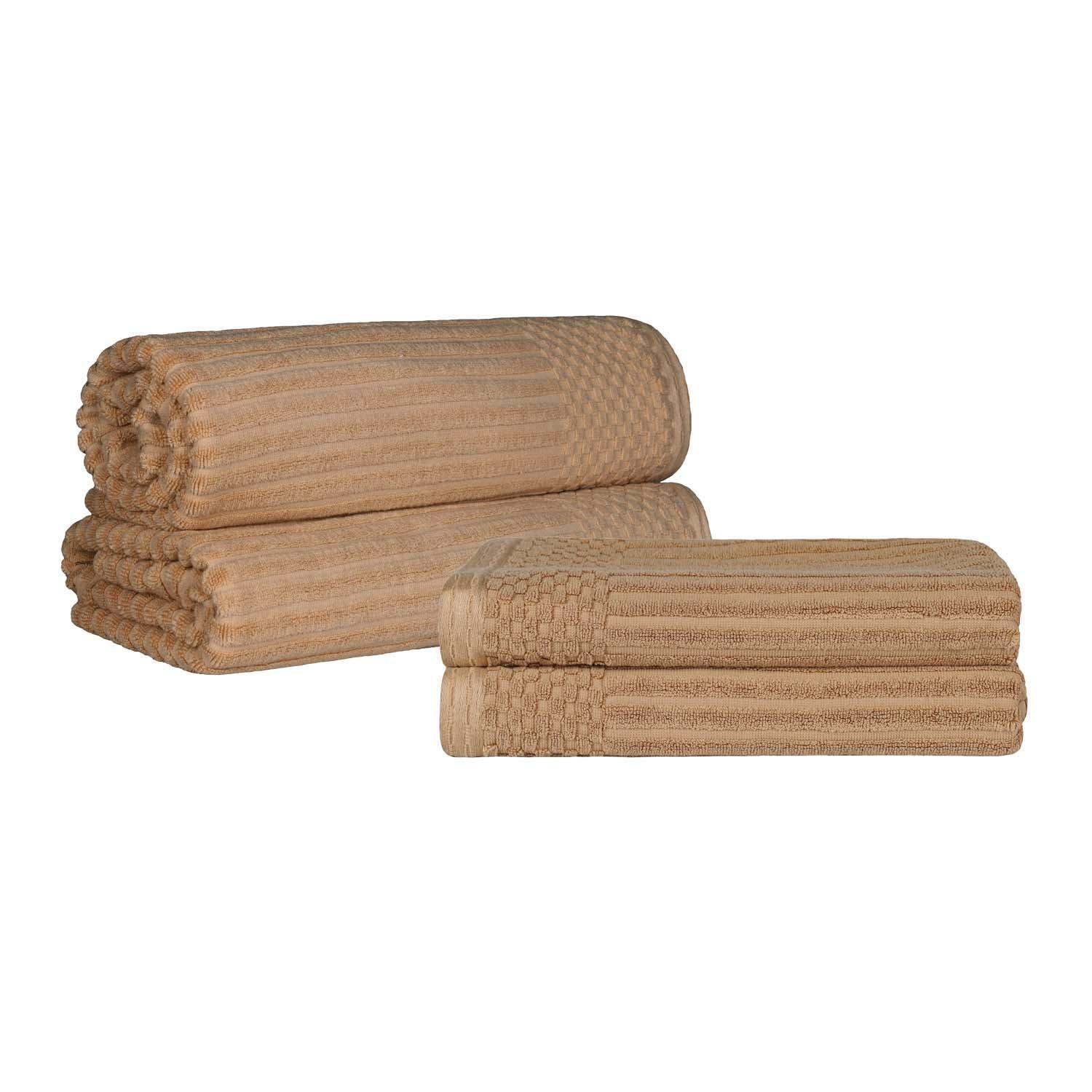 Soho Cotton Ribbed Textured Absorbent Bath Sheet & Bath Towel Set