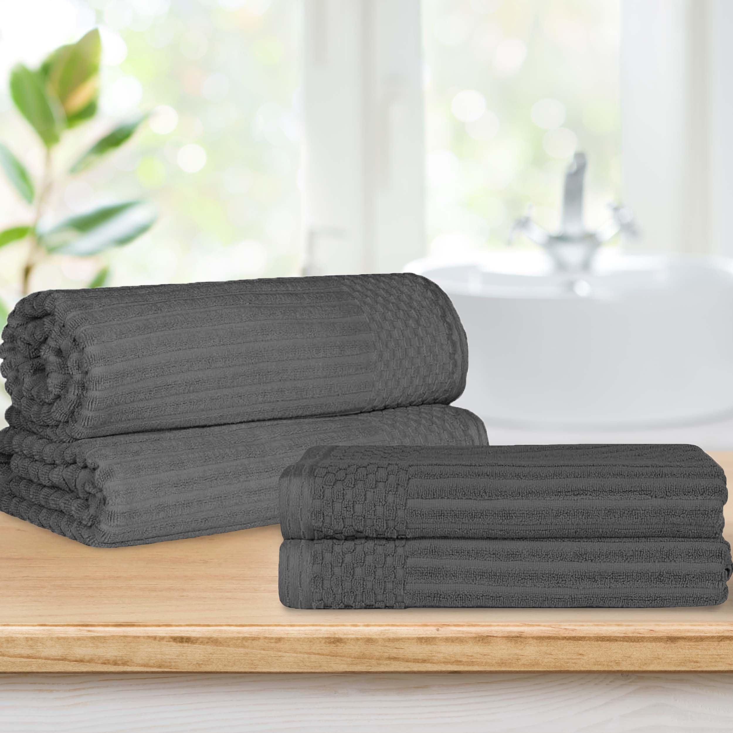 Soho Cotton Ribbed Textured Absorbent Bath Sheet & Bath Towel Set