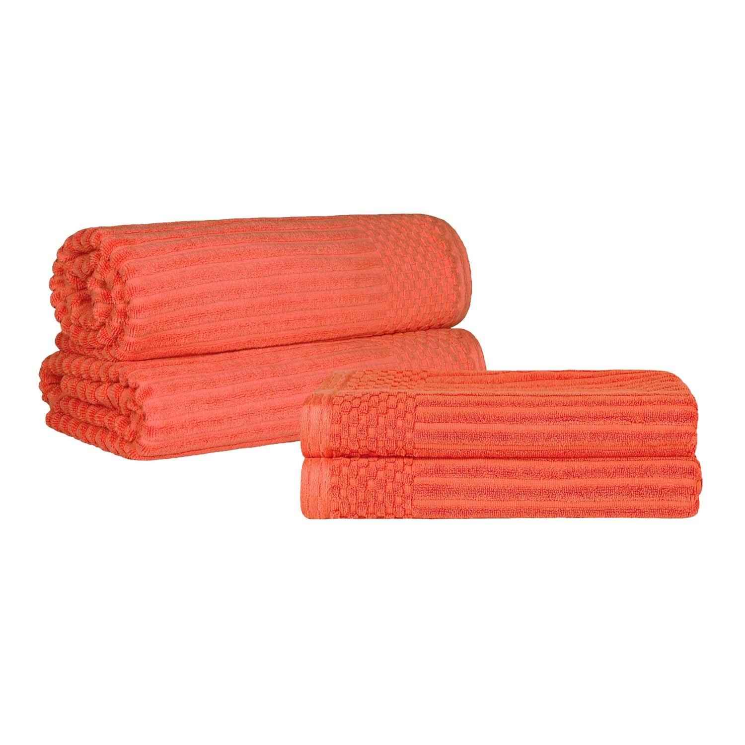 Soho Cotton Ribbed Textured Absorbent Bath Sheet & Bath Towel Set