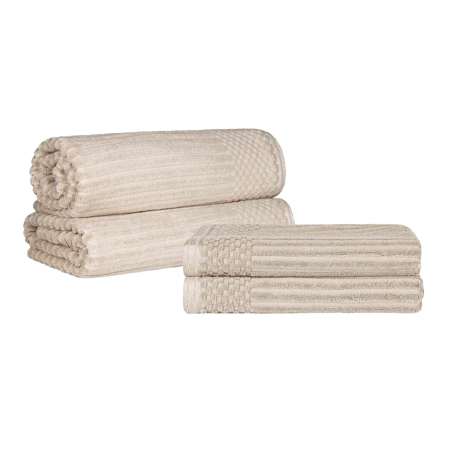 Soho Cotton Ribbed Textured Absorbent Bath Sheet & Bath Towel Set