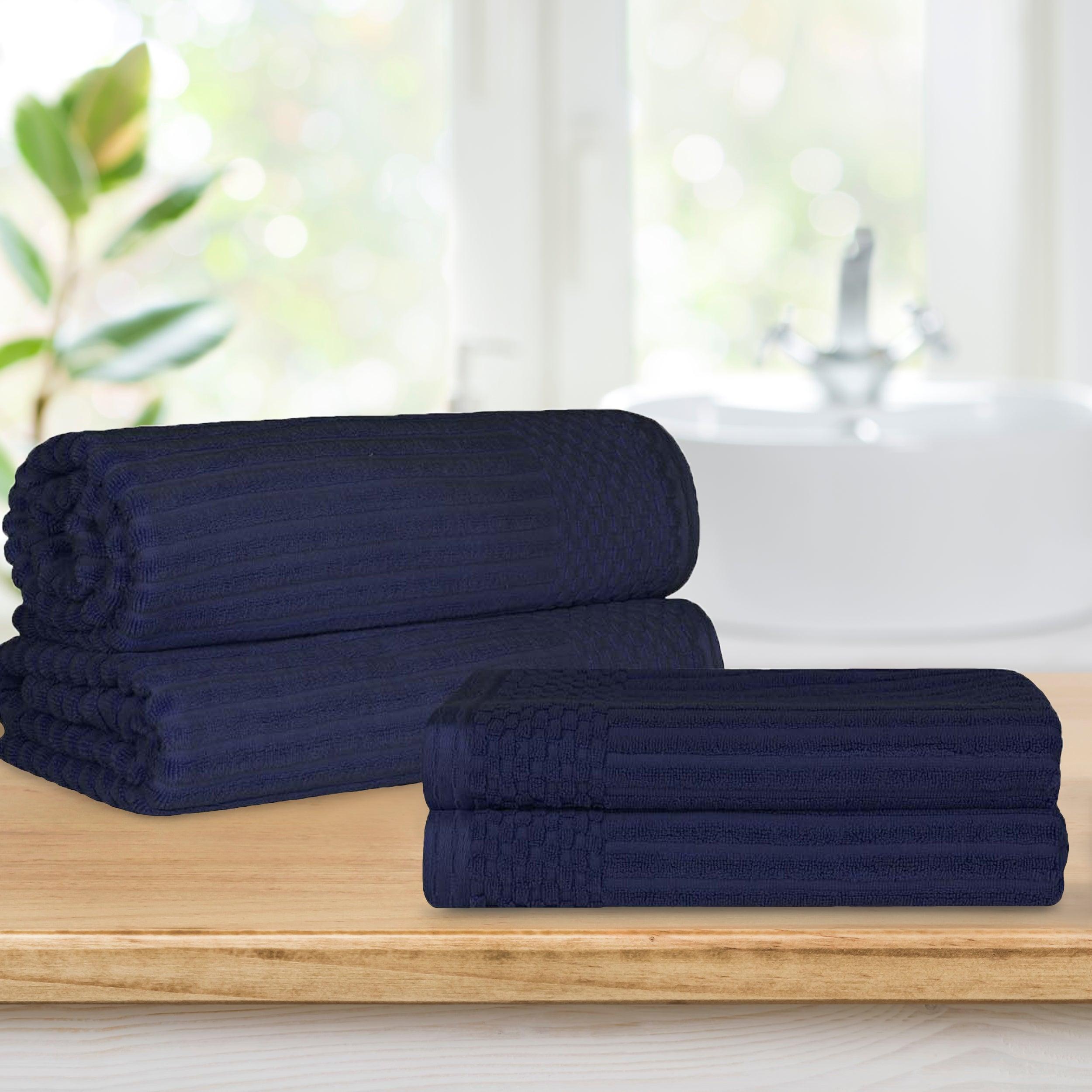 Soho Cotton Ribbed Textured Absorbent Bath Sheet & Bath Towel Set