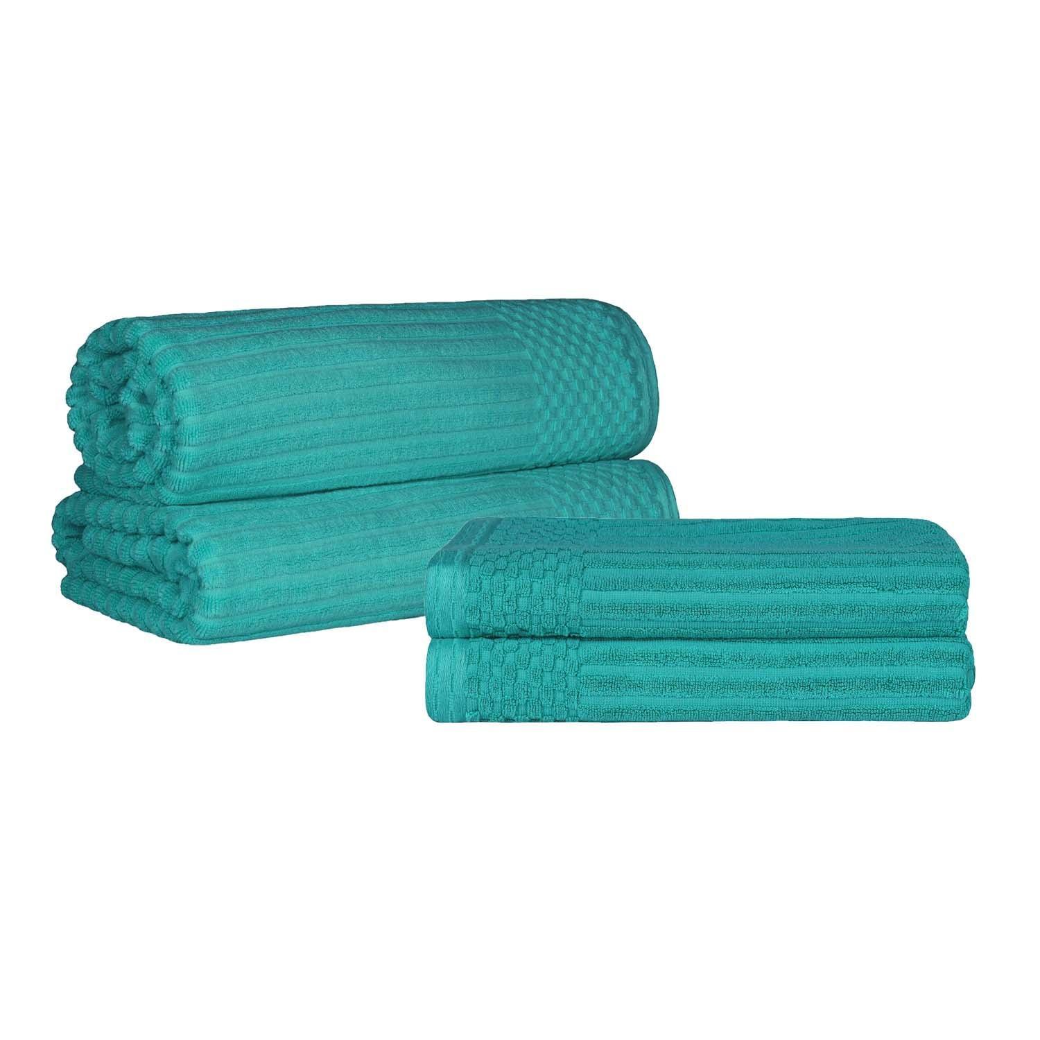 Soho Cotton Ribbed Textured Absorbent Bath Sheet & Bath Towel Set