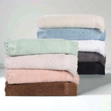 Rolla Cotton Geometric Jacquard Plush Soft Absorbent 3 Piece Towel Set